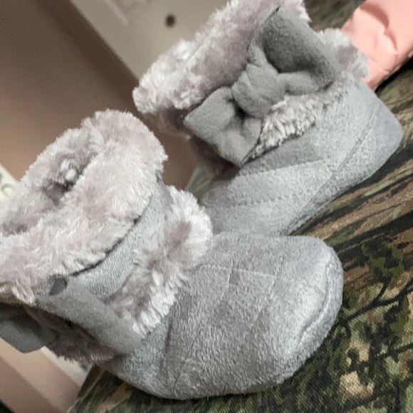 For sale 12-18 months booties and 12-18 month onesie(my little monster) - Picture 1 of 4